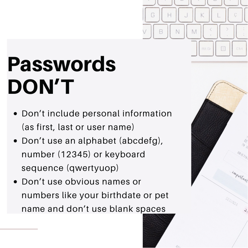 Cyber security password security awareness what not to do to stay secure